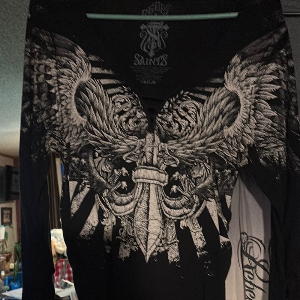 Black Long Sleeve Graphic Blouse - Picture 4 of 13